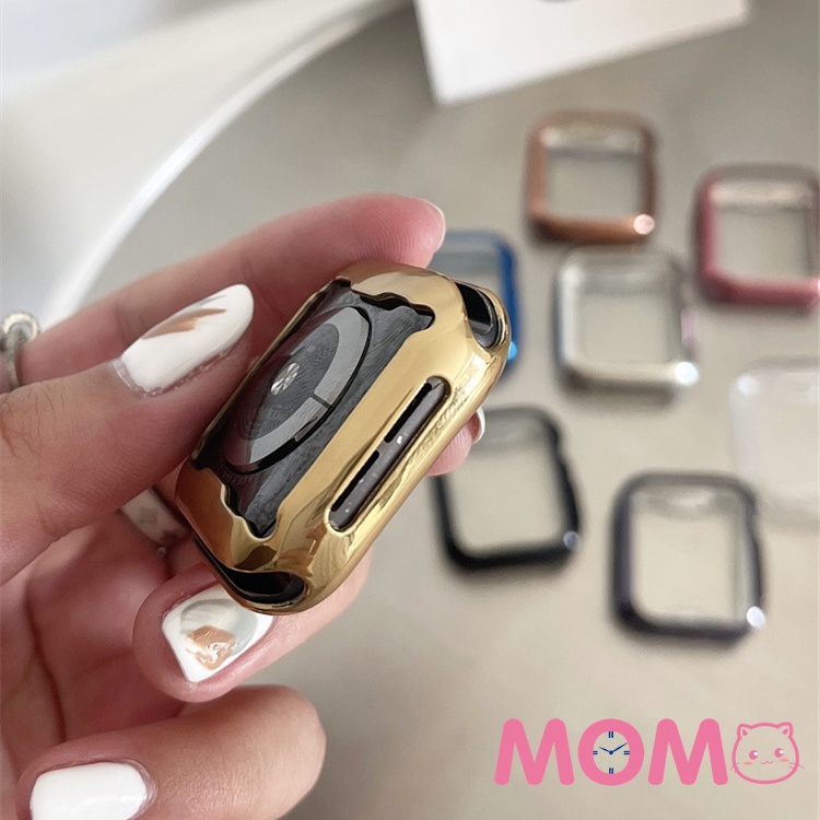 Ốp Mạ Điện Viền Silicone Mềm Cho Apple Watch Serise 7 6 SE 6 5 4 3 2 1 45mm 42mm 40mm 44mm