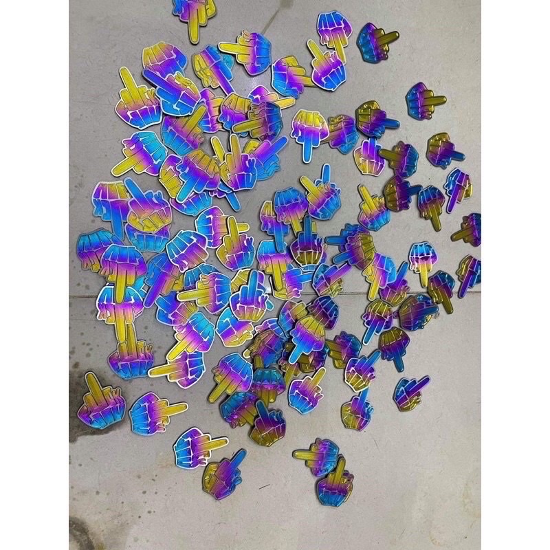 Logo titanlium chữ FUCK YOU dán xe có sẵn keo 3m