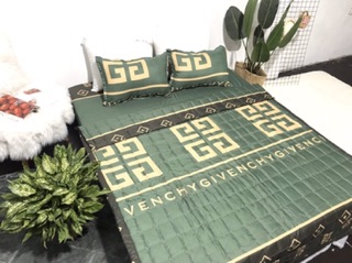 Bộ 5 món chăn hè cotton poly givenchy xanh