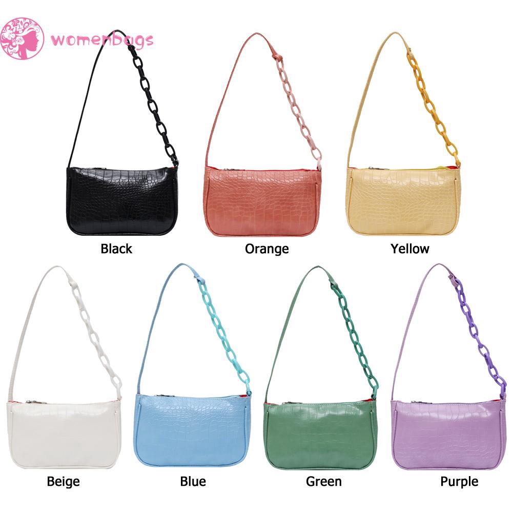 Túi xách nữ bằng da PU màu trơn họa tiết da cá sấu | BigBuy360 - bigbuy360.vn