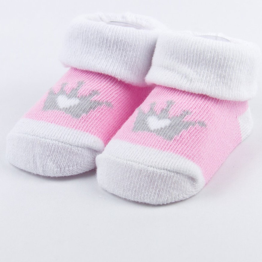 Hộp Tất cho bé sơ sinh hộp đơn màu hồng trắng Mother's Choice - chất liệu co giãn, mềm mại cho bé size 0-6M IT11569