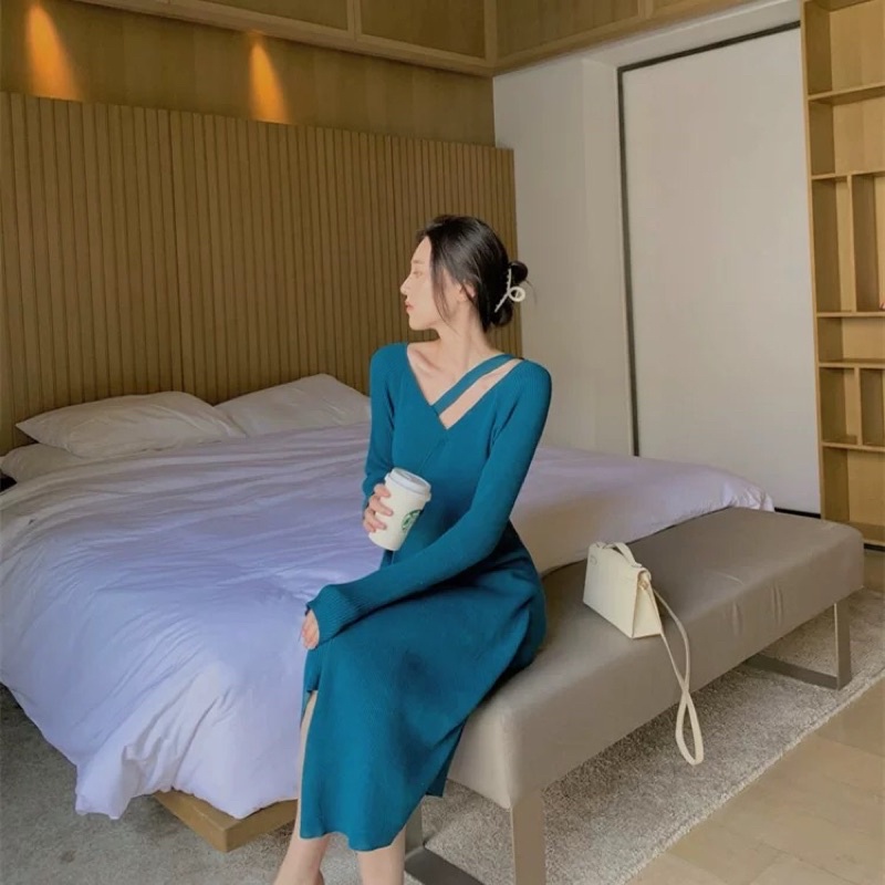 Váy len dáng suông mỏng nhẹ nhàng thời trang Hàn Quốc