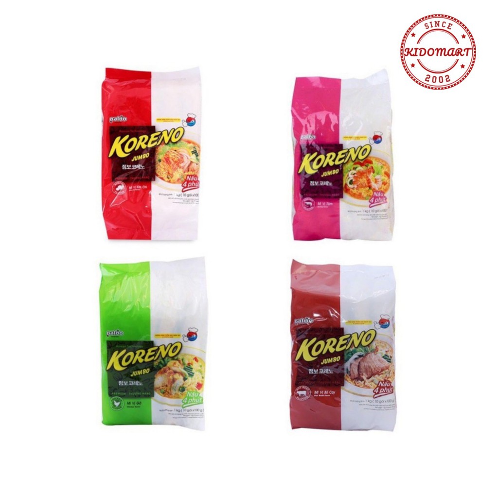 Mì Koreno Jumbo Hàn Quốc 1Kg Gà - Bò Cay - Kim Chị - Tôm