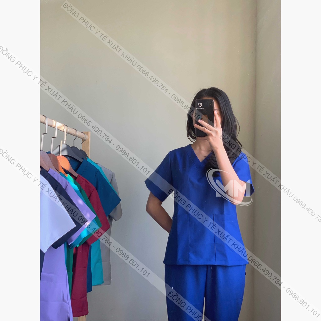 Bộ scrubs Xanh đoàn, Blouse bác sỹ, phẫu thuật, thẩm mỹ, Spa, Đông Phục Y Tế Cao Cấp