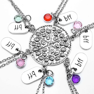 Bộ 6 bff người bạn thân nhất pizza pha lê mặt dây chuyền tình bạn dây chuyền vòng cổ
