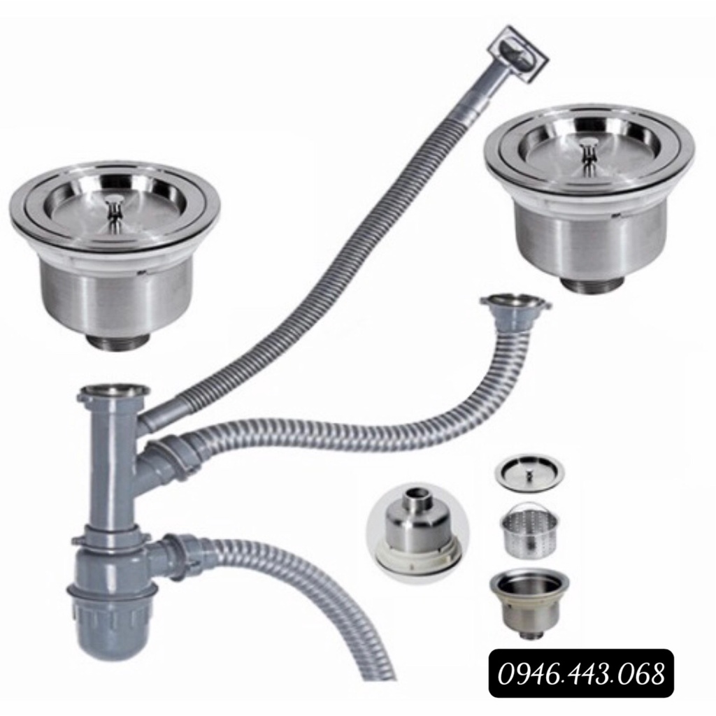 Bộ Xả Thoát Nước Chậu Chén Inox 110mm