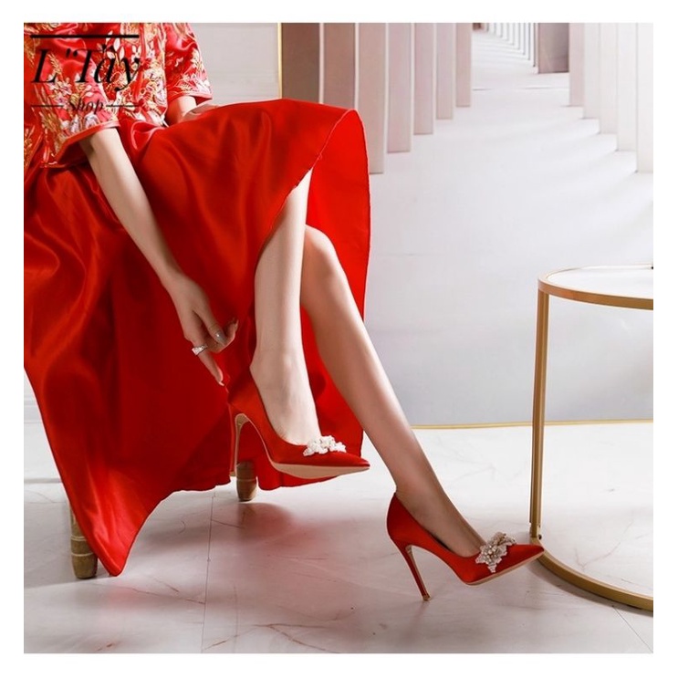 Giày cưới ngọc chùm- miễn phí đính tên