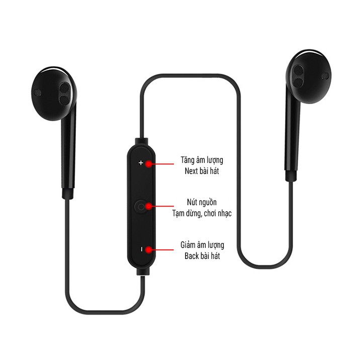 Tai nghe Bluetooth Sport S6 kết nối không dây giá rẻ có mic đàm thoại