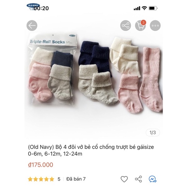 Combo 6 đôi/Combo 10 đôi tất. Oldnavy-Gap chuẩn hãng có chống trượt .Mang được 2 kiểu cổ cao hoặc thấp cho bé.