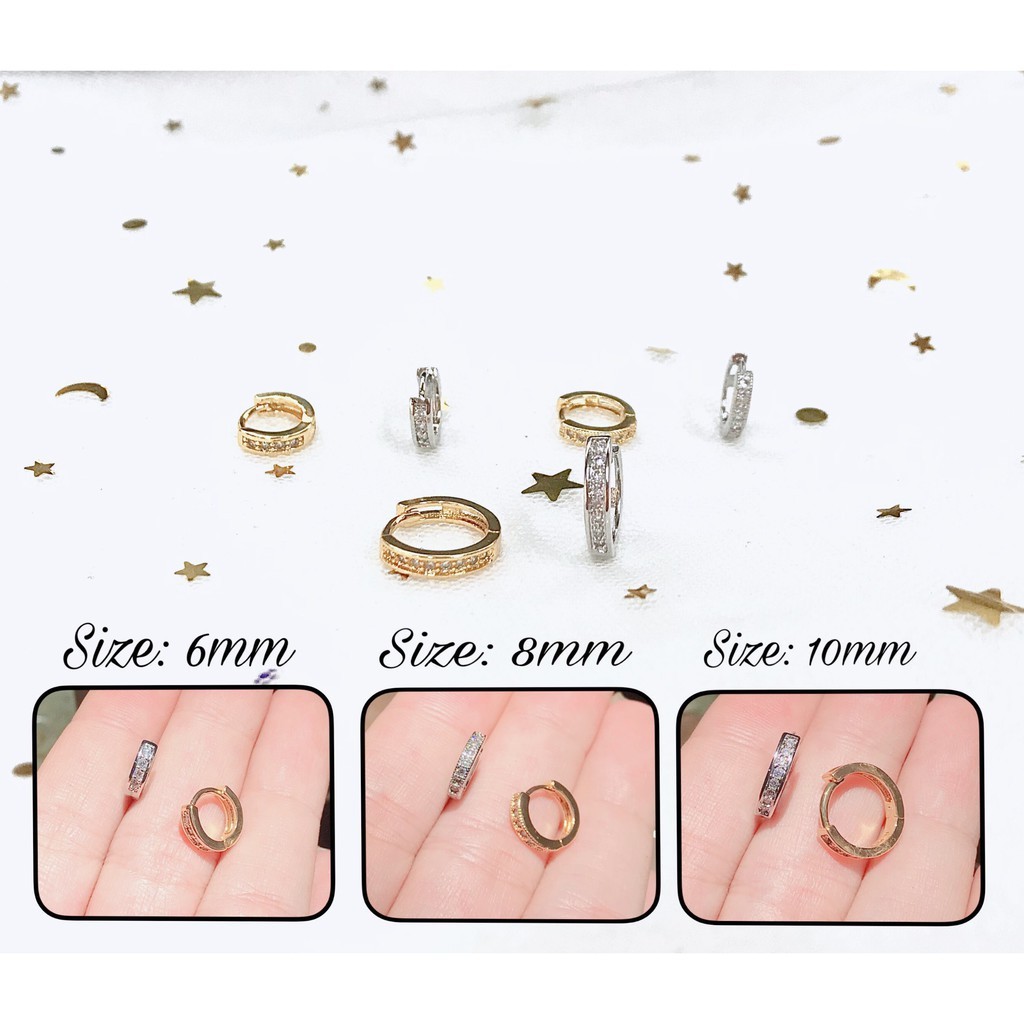 khuyên tai vòng đính đá nhiều size/ khuyên thép ytế
