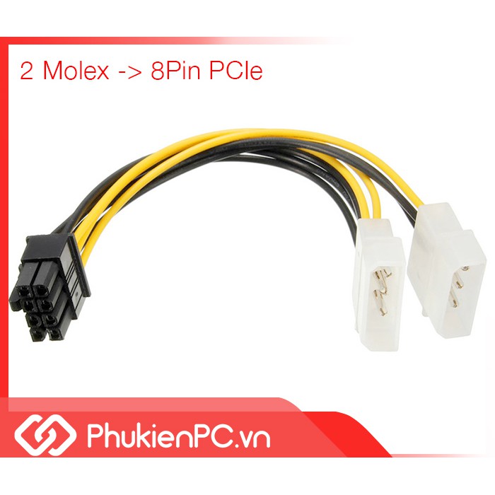 Dây nguồn 2 Molex sang 8Pin PCI-E cho card VGA