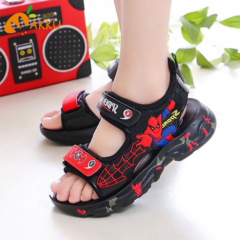 Xăng đan Cao Su Đi Biển Quai Dán In Hình Người Nhện Cá Tính