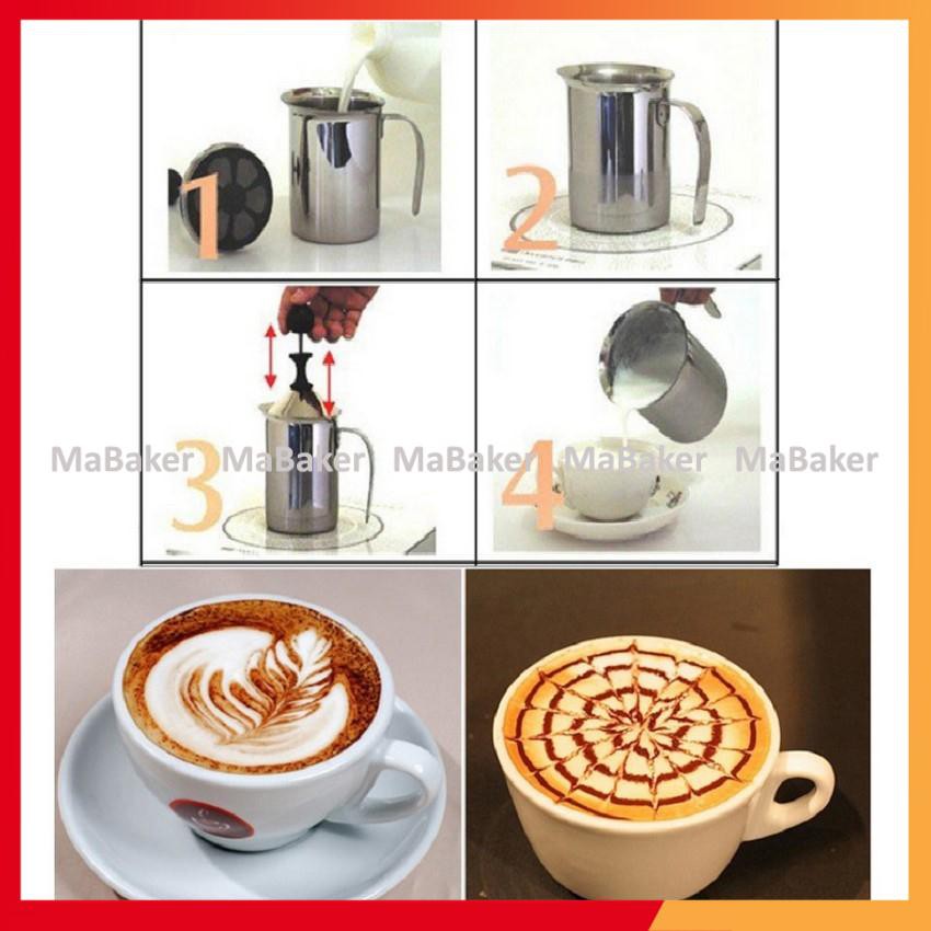 Ca đánh sữa lạnh, tạo bọt café, capuccino, latter art bằng inox cao cấp, siêu bền đẹp 400ml, 800ml - MaBaker