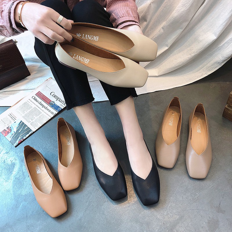 Giày Búp Bê Nữ Mũi Vuông Thời Trang Hàn Quốc Xinh Xắn | BigBuy360 - bigbuy360.vn