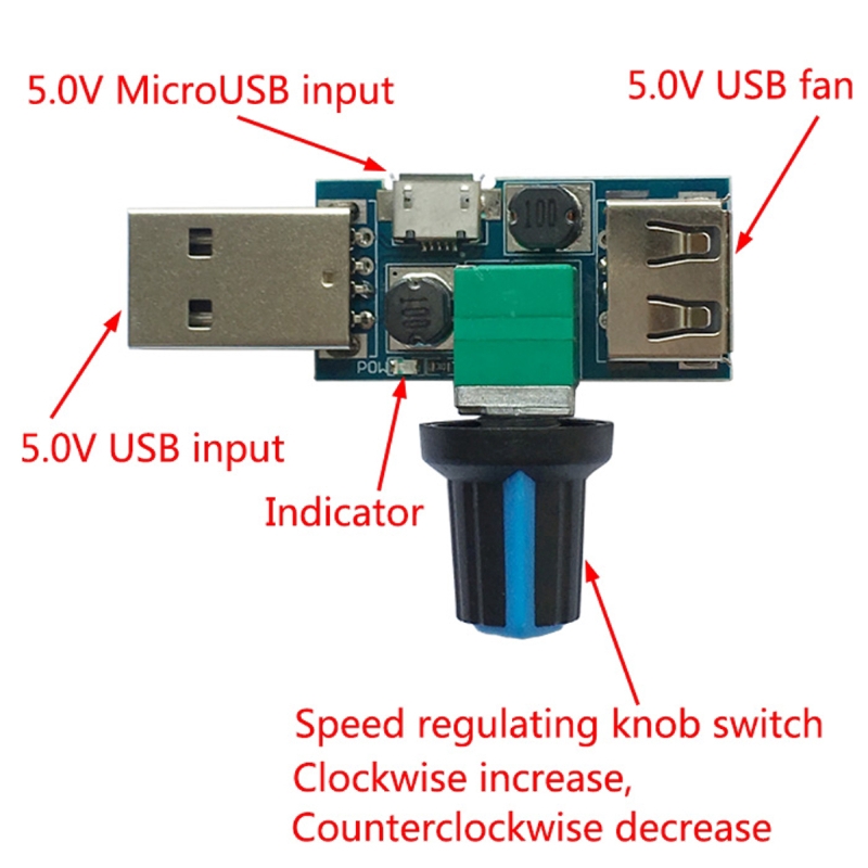 Bộ Điều Khiển Tốc Độ Quạt Usb Giảm Tiếng Ồn Dc 4-12v