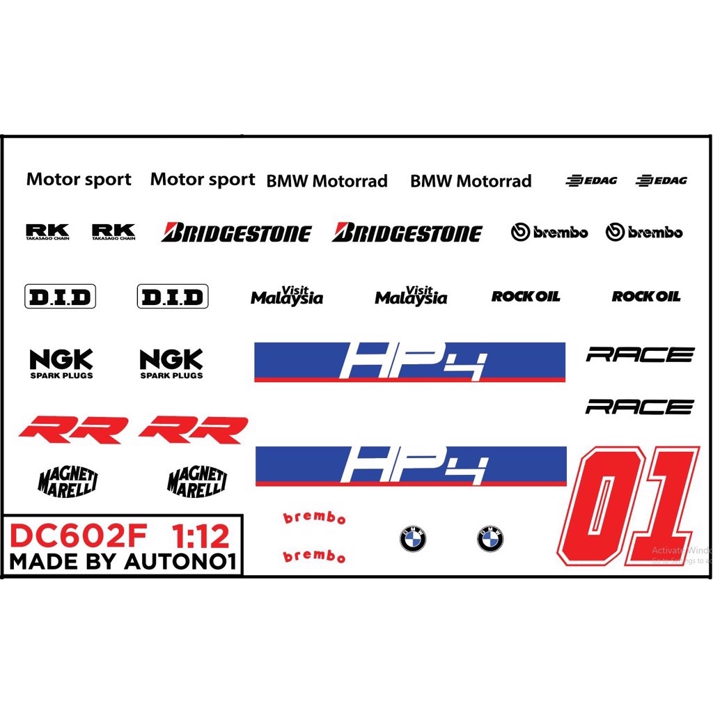 DECAL NƯỚC ĐỘ BMW S1000 S1000RR - PETRONAS - CÁ MẬP -  2020 WSBK TỈ LỆ 1:12 DC602