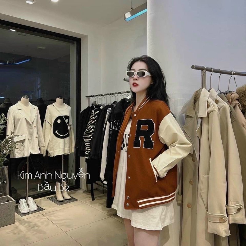 Áo khoác bomber dạ chữ R 4màu hót kèm ảnh thật
