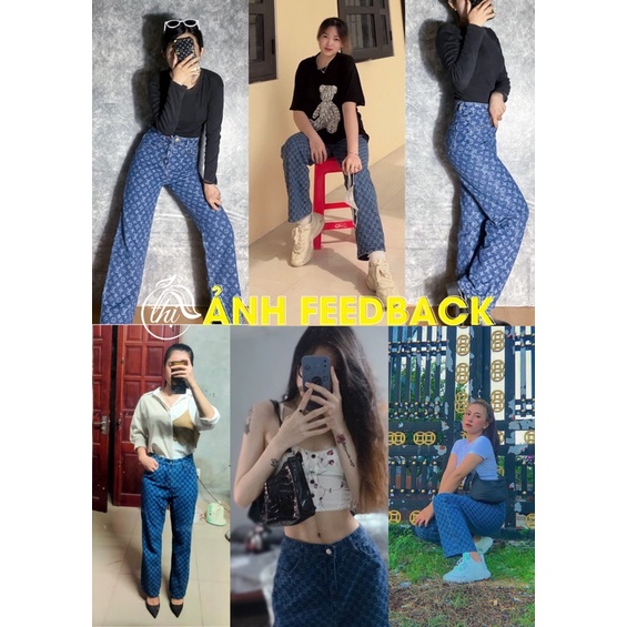 Quần jeans ống rộng, quần nữ cạp cao, chất jeans mềm, siêu hack dáng