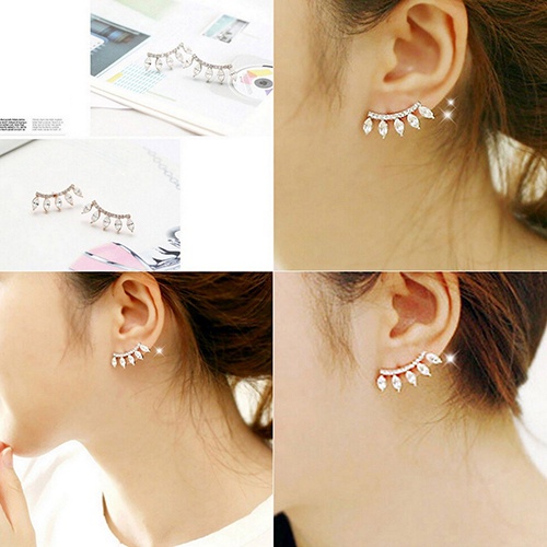 Cặp khuyên vành tai mạ bạc đá quý nhân tạo xinh xắn cá tính sang trọng dành cho nữ