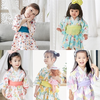 Áo liền kiểu kimono in họa tiết dễ thương cho bé 3-8 tuổi