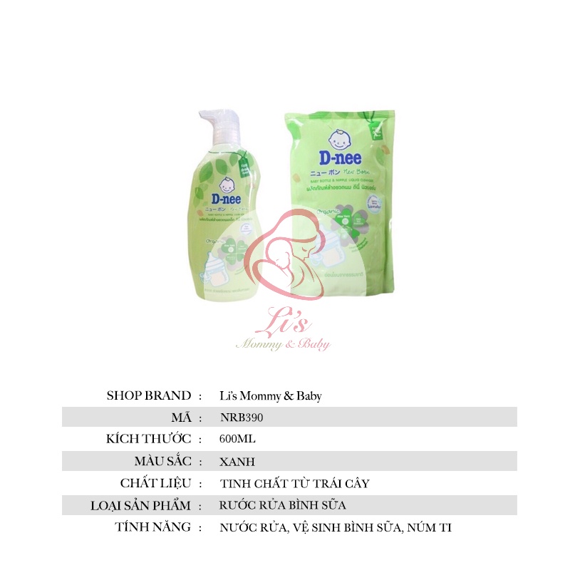 Nước rửa bình sữa Dnee Organic Thái Lan vệ sinh bình sữa núm ti an toàn cho mẹ và bé Mã NRB390