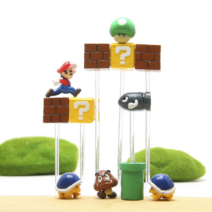 Mô hình các nhân vật Mario Series trang trí tiểu cảnh, terrarium, móc khóa, DIY (không có nam châm)