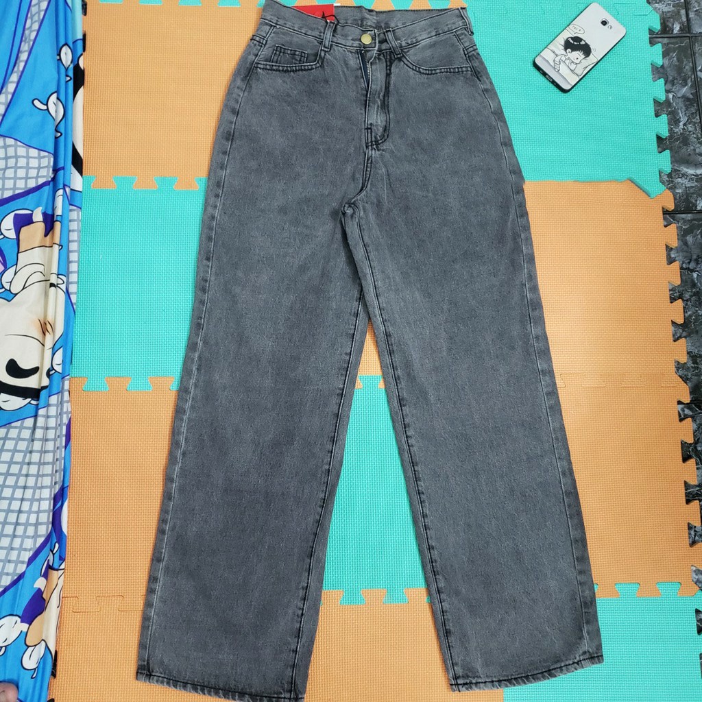 [sỉ] FS50K_Quần Jeans Ống Rộng Nữ Màu Xám Khói Trơn Và Rách Cực Hot MS: MK2021