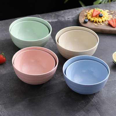 Bát Đĩa đơn chống rơi gia đình 6 inch lớn lúa mì rơm Bát nhựa cá tính sáng tạo dễ thương súp bát ăn cơm