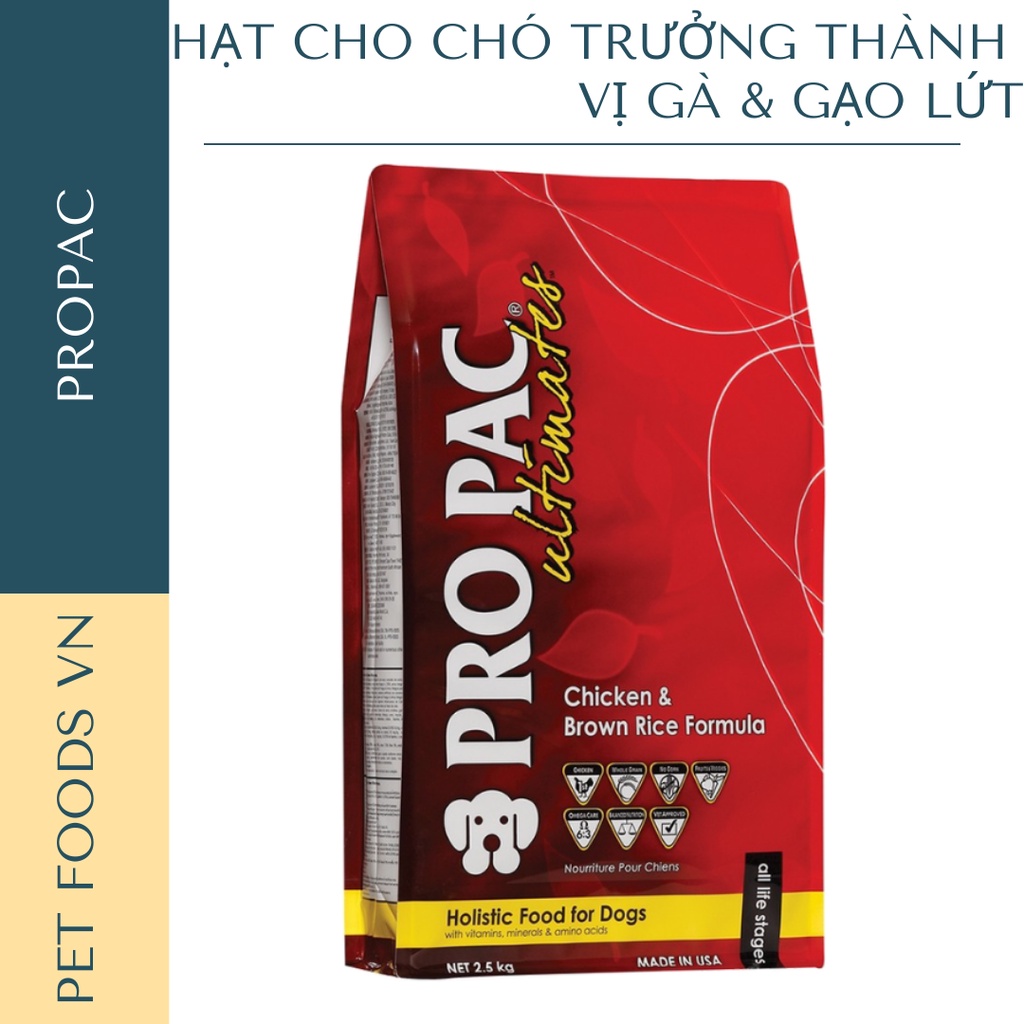 Hạt cho chó trưởng thành PROPAC Chicken &amp; Brown Rice 12kg vị Gà &amp; Gạo Lứt