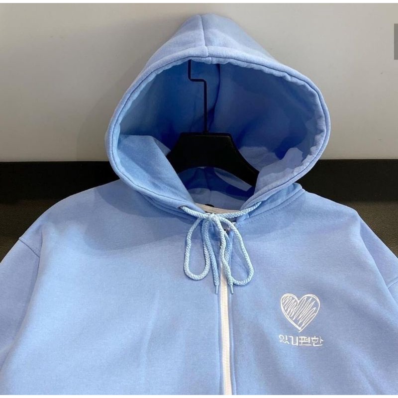 Áo Khoác Nỉ Ngoại Hoddie Có Mũ Thêu Hình Trái Tim Form Rộng 3 Màu Unisex Nam Nữ