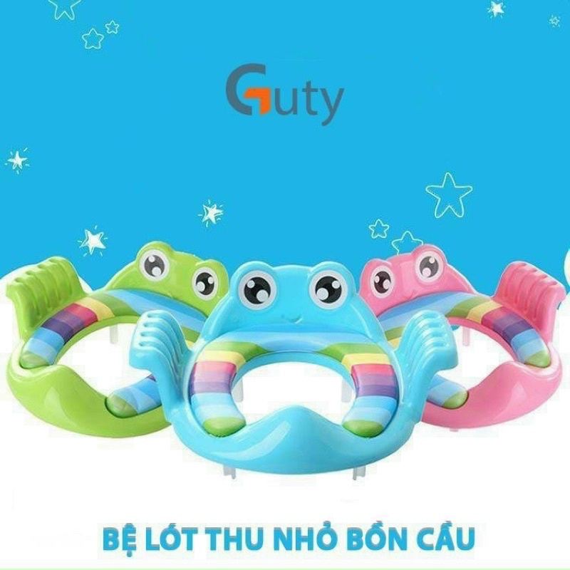 Bệ thu nhỏ bồn cầu ngộ nghĩnh có tay cầm giúp an toàn cho bé