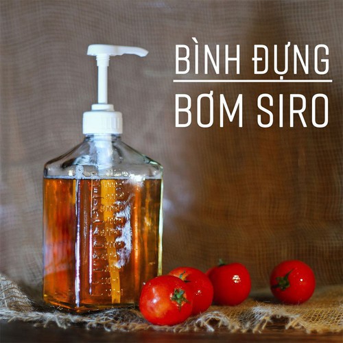 [Sỉ] Bình bơm đường, siro thủy tinh có vòi Pump 1100ml - Thiết bị máy móc pha chế