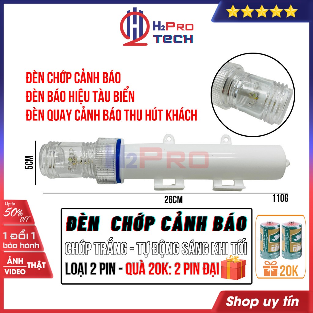 Đèn Chớp Cảnh Báo, Đèn Báo Hiệu Tàu Biển H2pro Nháy Trắng Hoặc Đỏ Cao Cấp, Thu Hút Khách Hàng (Tặng Pin Đại)-H2Pro Tech