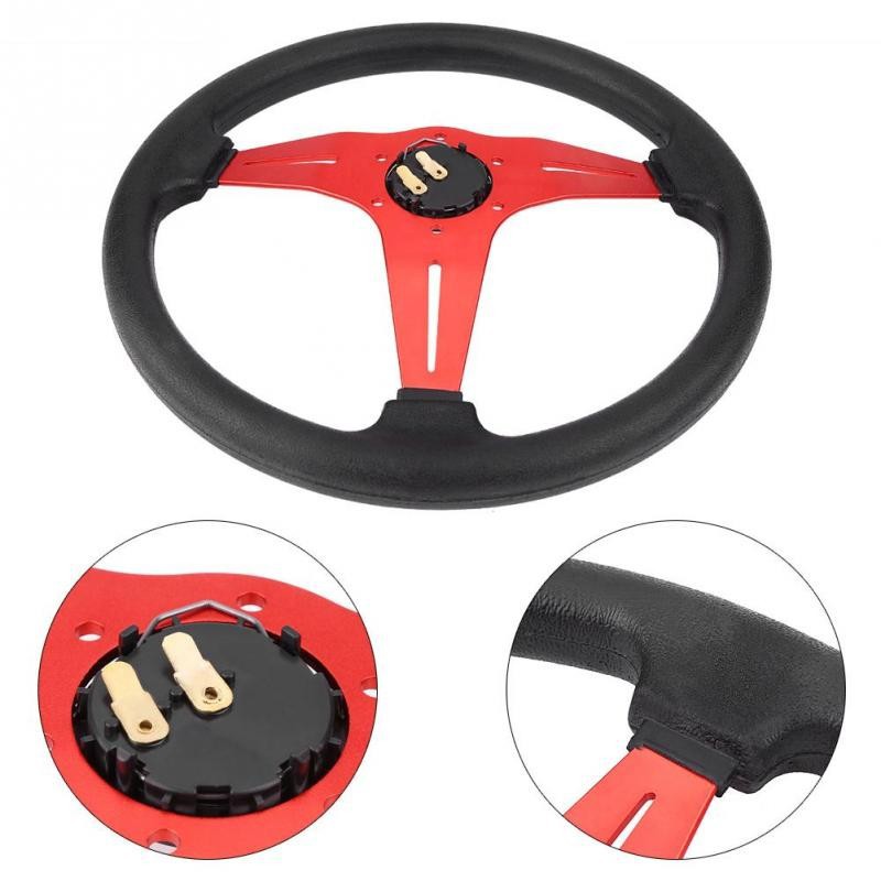 [ELE]Vô lăng xe đua 350mm 14inch king kim loại bọc da PU kèm bộ phụ kiện | BigBuy360 - bigbuy360.vn