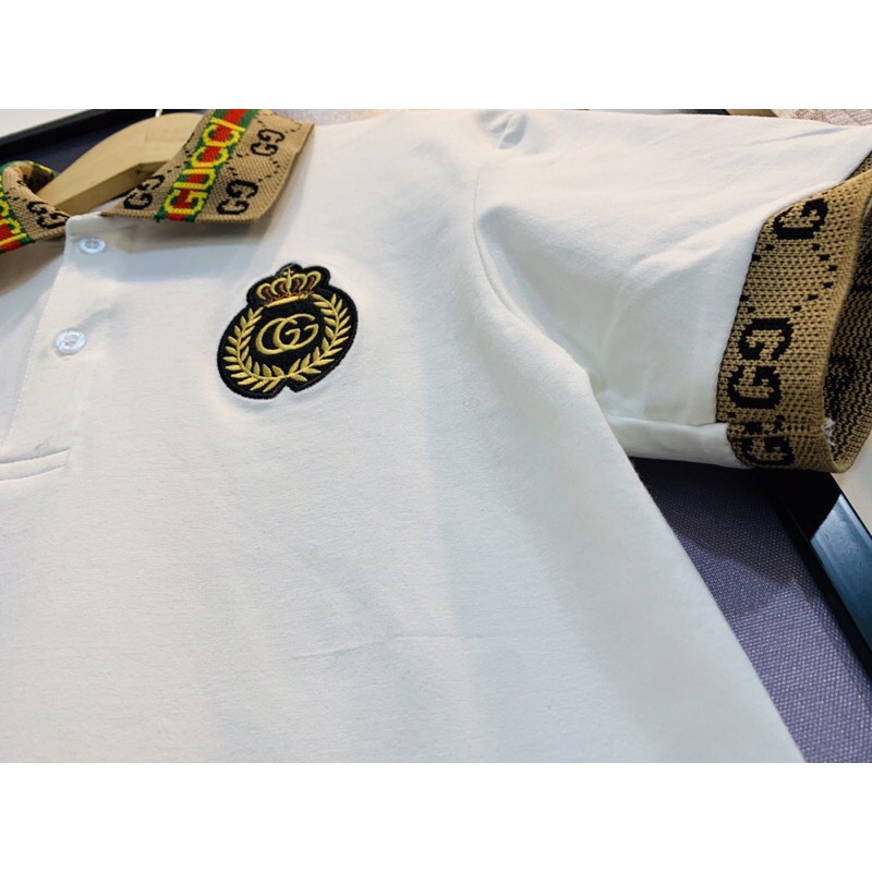 Áo thun cổ Polo thêu nổi Logo Gu.ci chất liệu Cotton cao cấp
