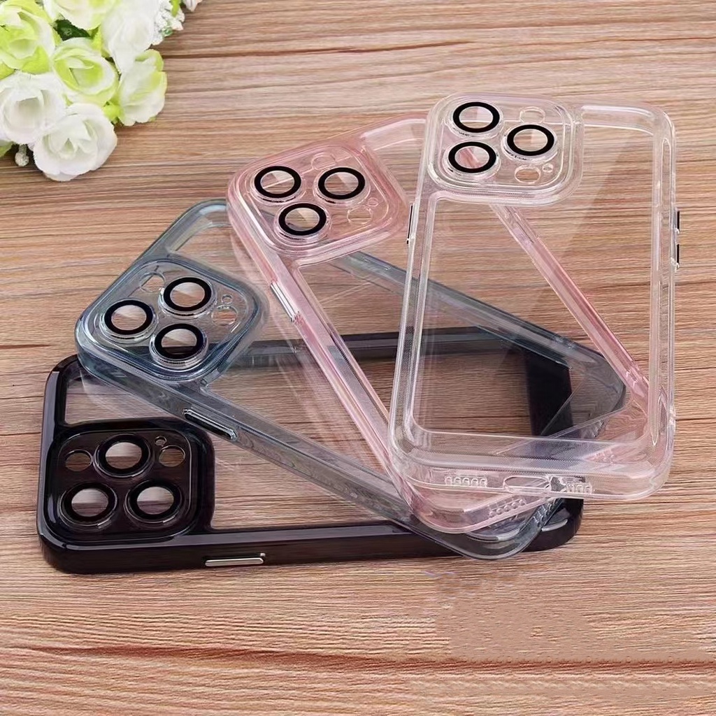 Ốp Điện Thoại Acrylic Trong Suốt Chống Sốc Bảo Vệ Ống Kính Máy Ảnh Sang Trọng Cho iPhone 13 12 Pro Max
