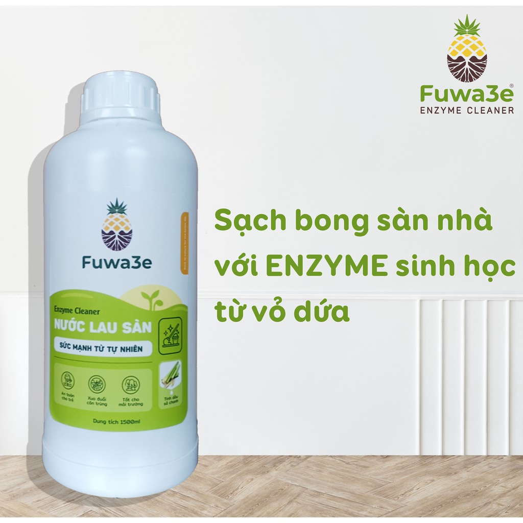 Nước lau sàn Fuwa3e hữu cơ organic sả chanh khử mùi đuổi muỗi kiến diệt nấm mốc 1.5L