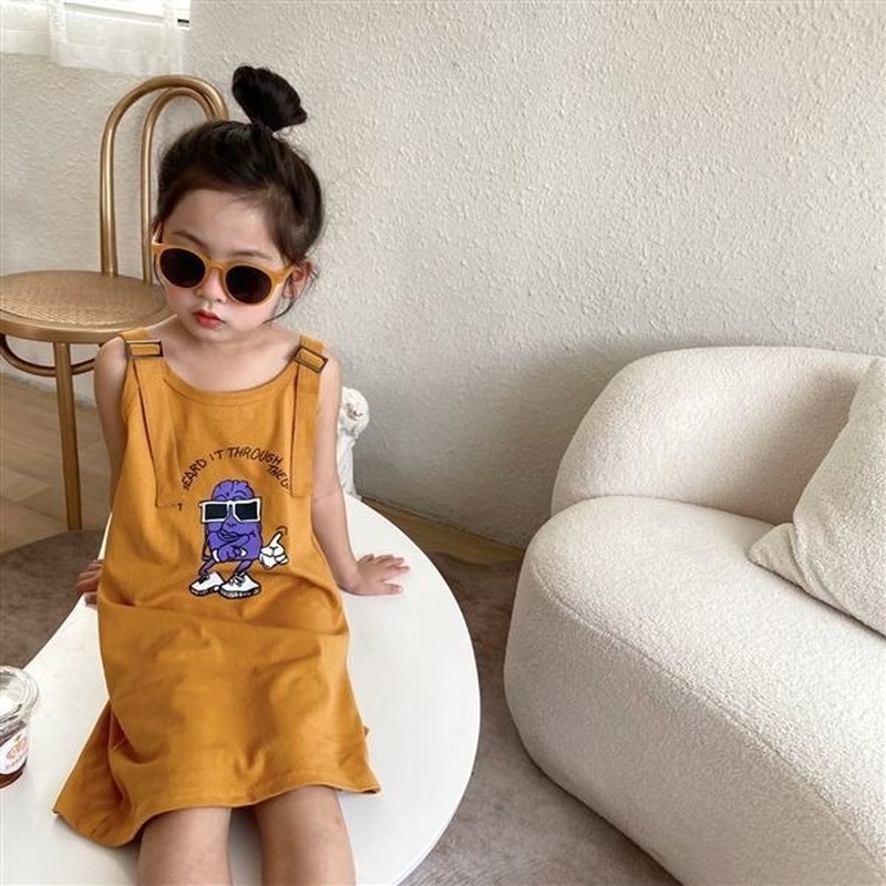 Đầm Yếm Dáng Rộng Họa Tiết Hoạt Hình Thời Trang Mùa Hè 2022 Cho Bé Gái