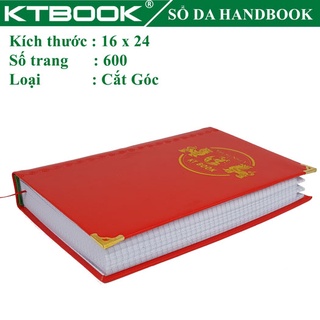 SỔ GHI CHÉP BÌA DA KTBOOK HANDBOOK CAO CẤP 600 trang size 16 x 24 cm ruột giấy in caro CẮT GÓC