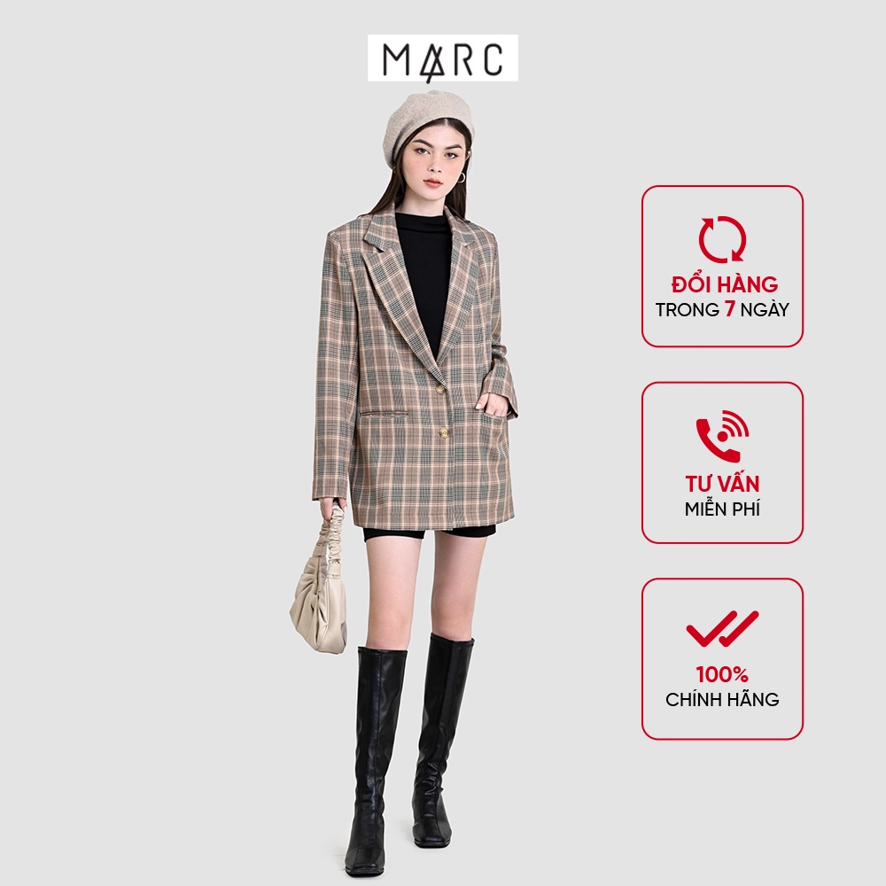 Áo khoác blazer nữ MARC FASHION oversized họa tiết ca rô FAPH1130 | WebRaoVat - webraovat.net.vn