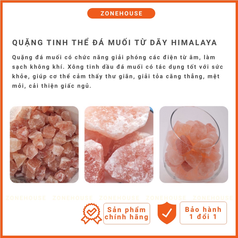 Đèn xông tinh dầu đá muối hồng Himalaya hương thơm tự nhiên, làm sạch không khí, khử mùi hiệu quả