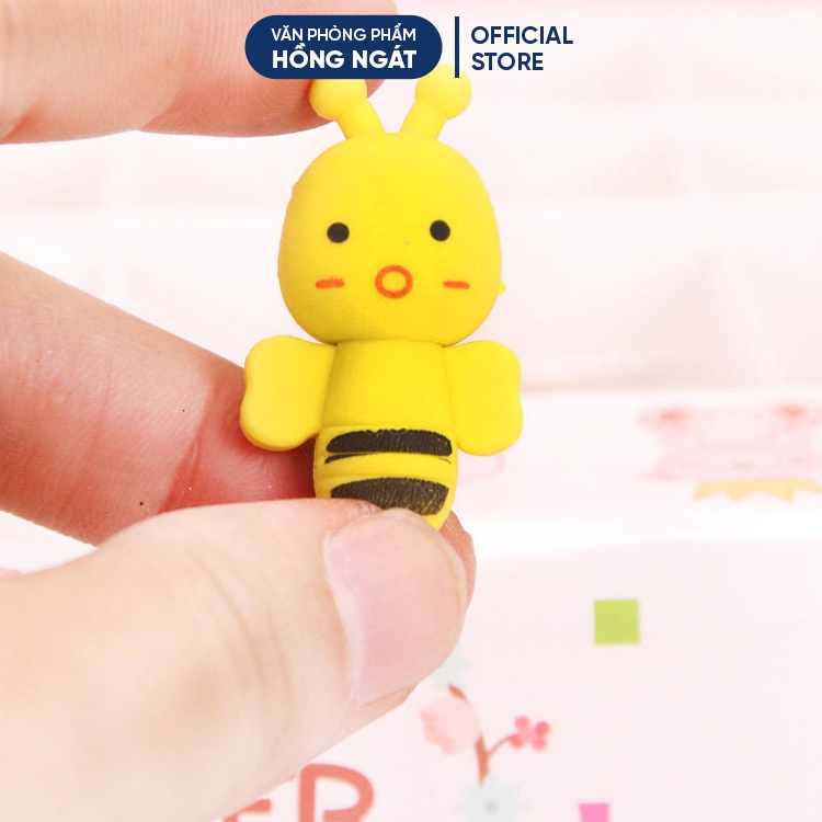 Tẩy bút chì hình con ong set 2 viên, đồ dùng học tập dễ thương cute giá rẻ làm quà tặng học sinh văn phòng phẩm T10