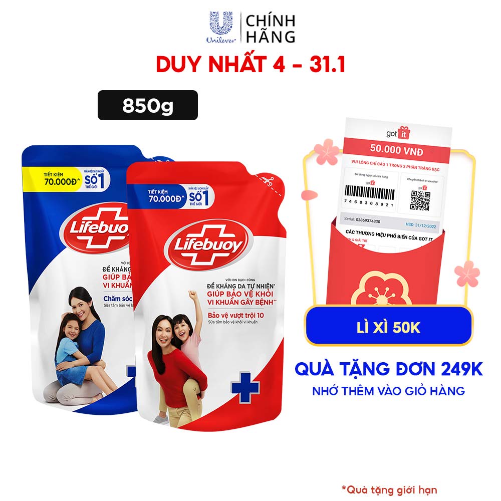 Sữa Dưỡng Ẩm Lifebuoy Sạch Khuẩn Bảo Vệ Khỏi 99.9% Vi Khuẩn Chứa Ion Bạc+ Hỗ Trợ Cùng Đề Kháng Da Tự Nhiên 800G