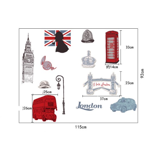 Decal trang trí tường - Khám Phá I LOVE LONDON