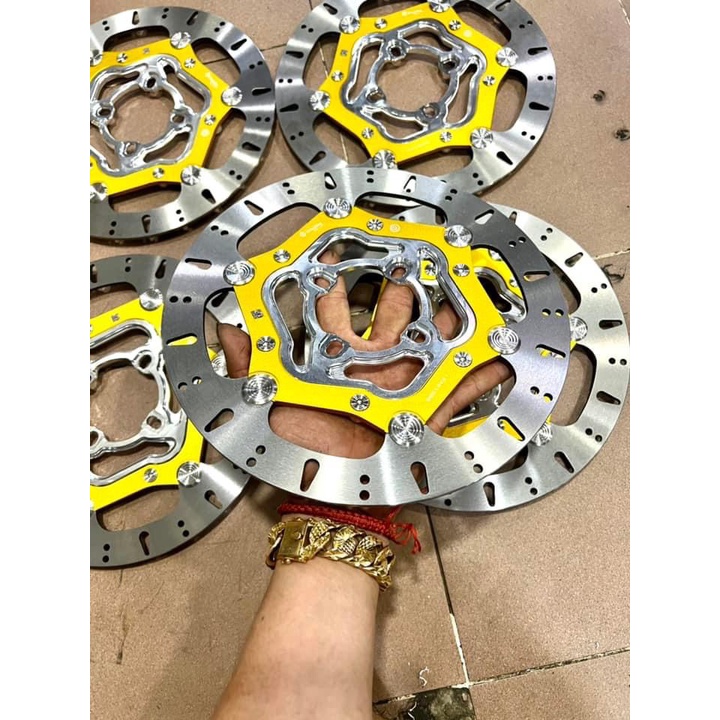 Đĩa Thắng Trước 4 lỗ Khoen INOX lòng Vàng size 267mm - Mẫu Mới Cực Chất, đĩa dày dặn, cứng cáp, gắn thông dụng nhiều xe