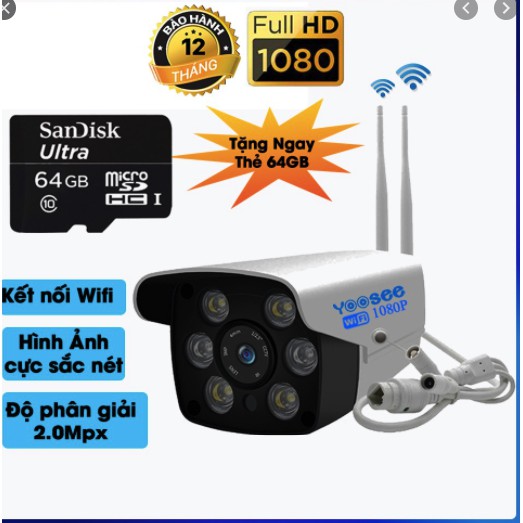 Camera Giám Sát Ngoài Trời Yoosee - 6 Led Full HD (2.0Mpx) - Hồng Ngoại Quay Đêm | BigBuy360 - bigbuy360.vn