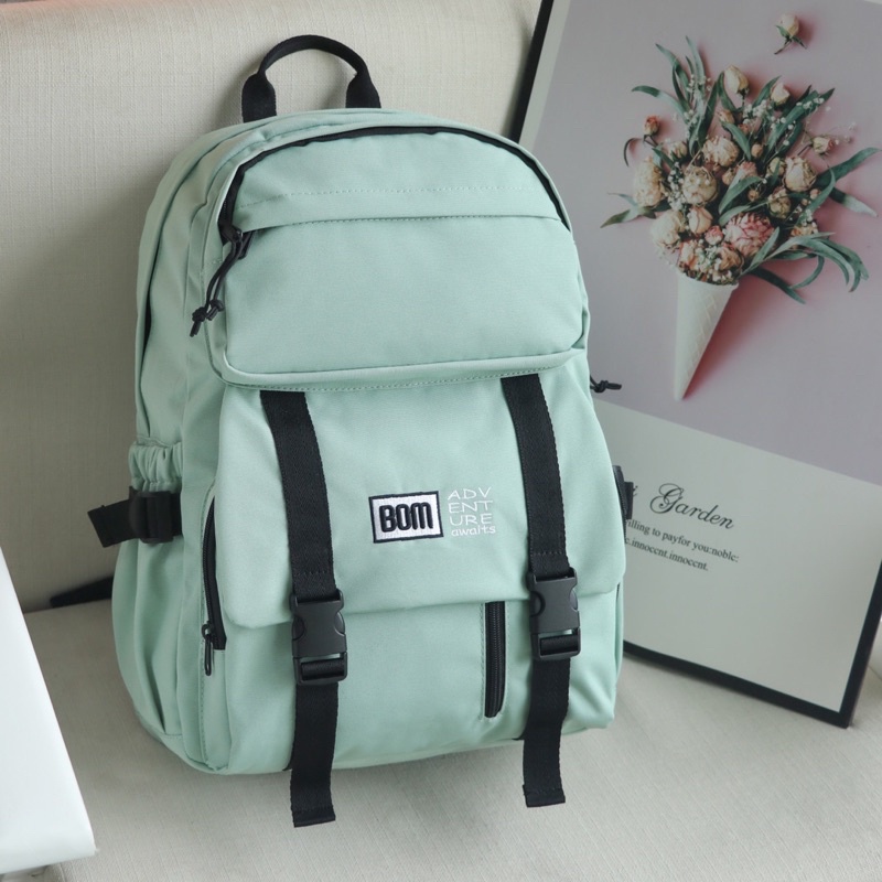 Balo học sinh, sinh viên thời trang unisex với chất dù cao cấp nhẹ bền  - BOM