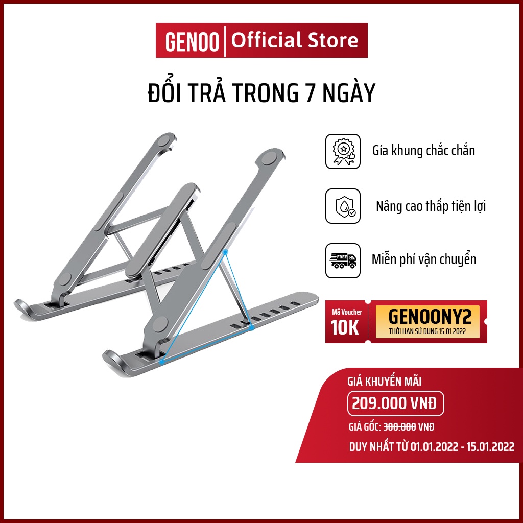 Giá Đỡ Laptop Stand Nhôm Hỗ Trợ Tản Nhiệt Có Thể Gấp Gọn Chỉnh Độ Cao Để laptop GN023 - GENOO OFFICIAL