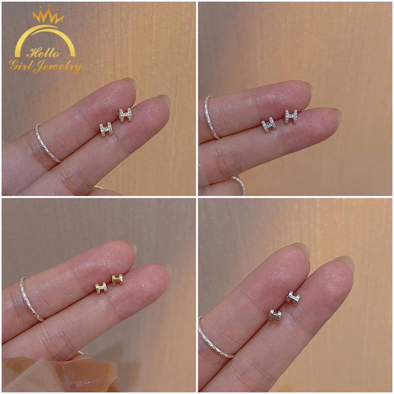 Khuyên tai bạc 925 hình chữ H kích thước nhỏ đơn giản thời trang dành cho nữ