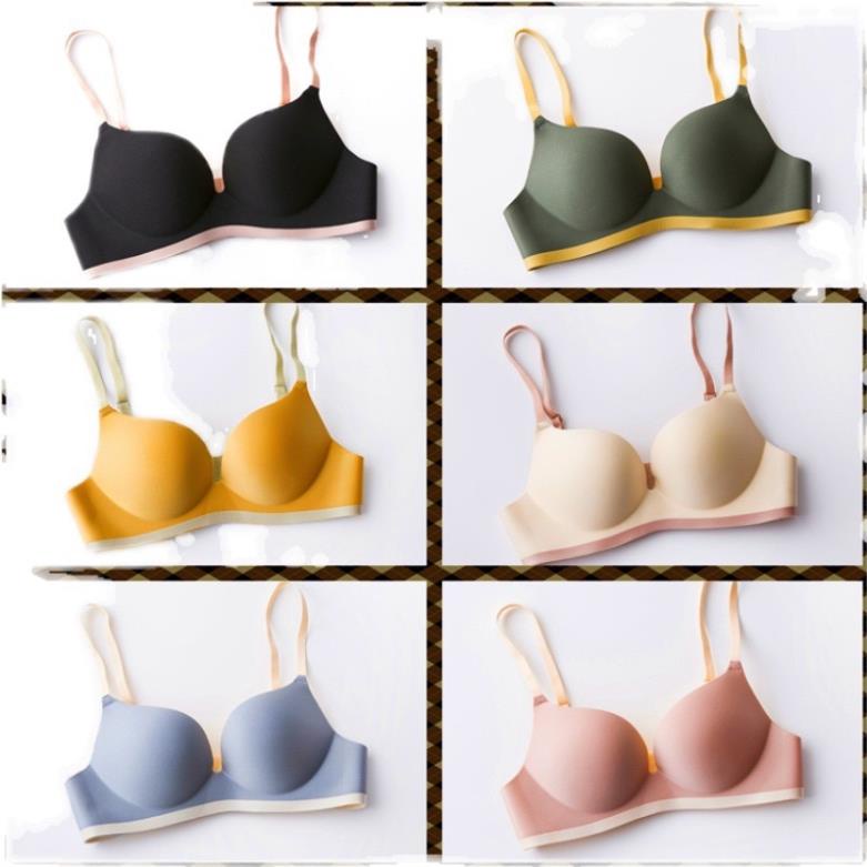 Áo Lót Đúc Su Đệm Dày Không Gọng Nâng Ngực Phối Viền Màu Sang Chảnh 377